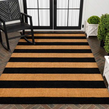Sutton Modern Coastal Striped Coir Area Rug